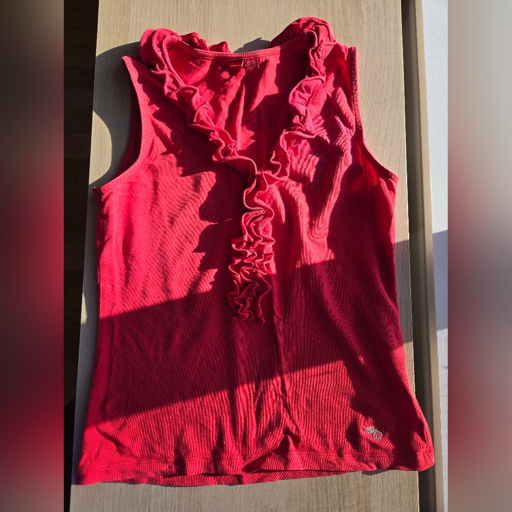 Esprit Vibrant Red Ruffled Tank Top